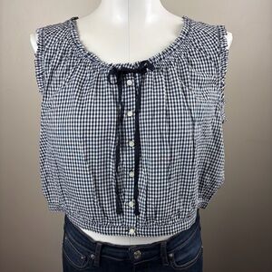 New GAP Doen Black and White Gingham Blouse with Bow Cottagecore cowgirl Boho